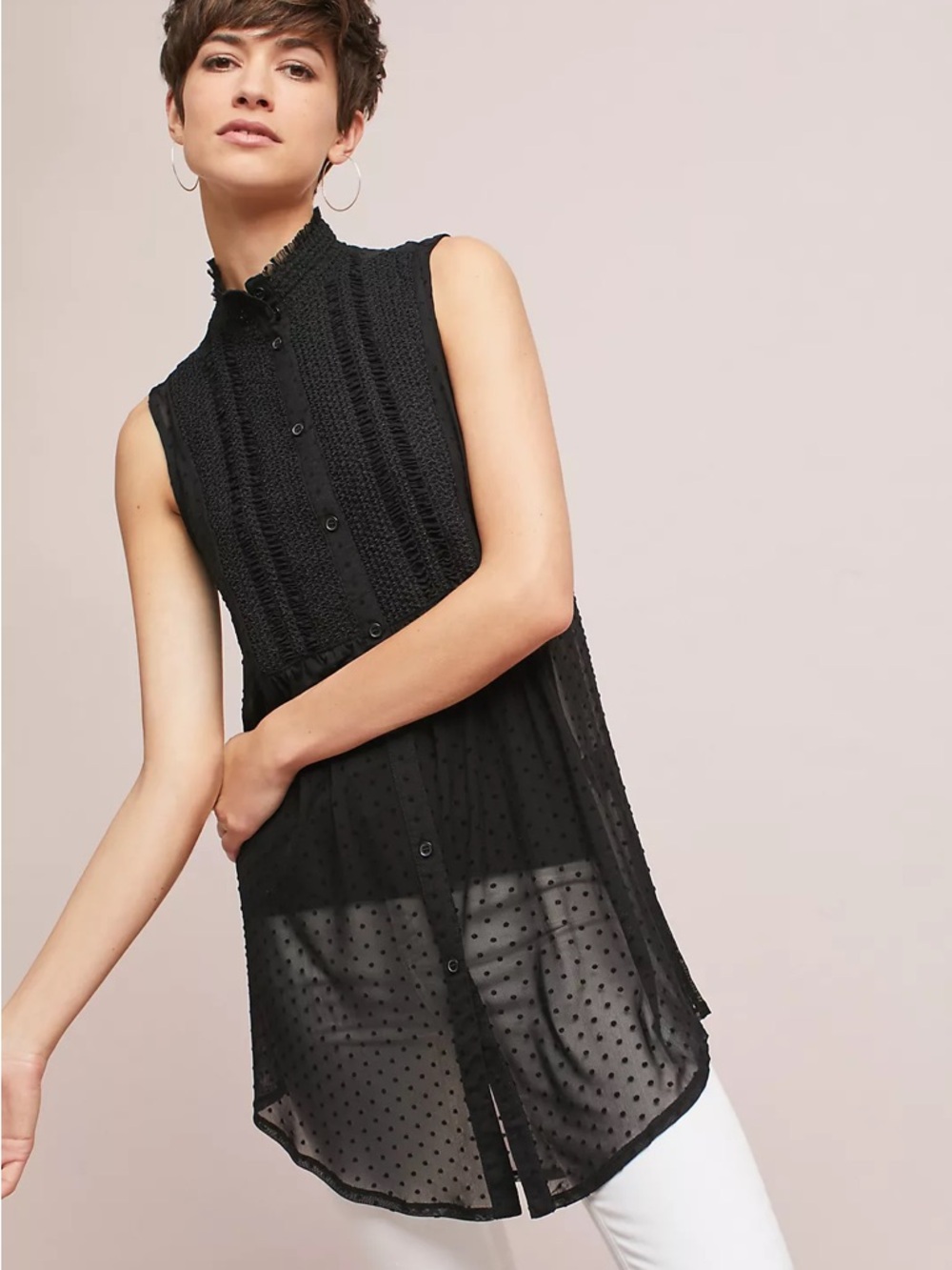 Anthropologie Vanessa Virginia Luella Black Smocked Top